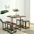 thumbnail image 2 of Costway 5pcs Dining Set Compact Dining Table and 4 Stools Metal Frame Nature\ Vintage Walnut, 2 of 10