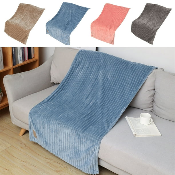 Manta de algodón para rostro | Borde doble cara | Manta de forro polar sin pelusa | Edredón ligero y suave para sofá, viaje y camping | 27.5x47.2in | Rosa, Marrón, Gris, Azul | 1 unidad