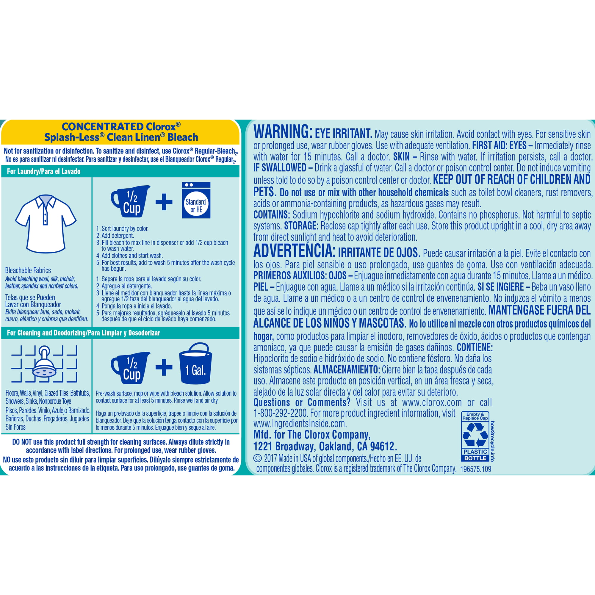 Clorox Germicidal Bleach Printable Label