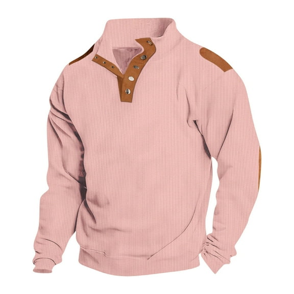 SYMOID Men Sweatshirts Pink Fall and Winter Mens Clothes Plain Pullover Sweatshirt Lightweight