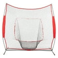 thumbnail image 1 of TFixol Filet d'Entraînement Portable de Baseball et de Softball 7 Pi x 7 Pi avec Cadre à Nœud, Sac de Transport et Zone de Frappe - Options Rouge et Noir, 1 of 7