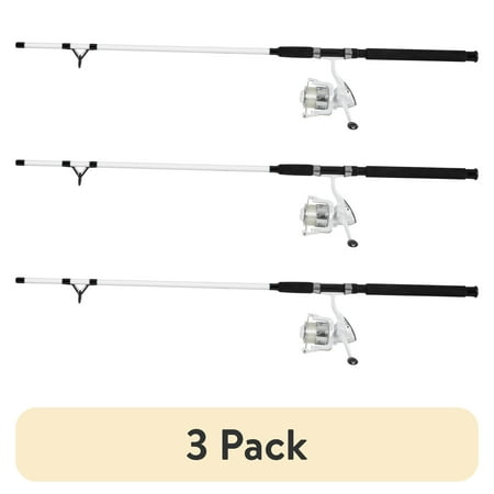 (3 pack) Ozark Trail 8 Medium Action Spinning Rod & Reel Fishing Combo