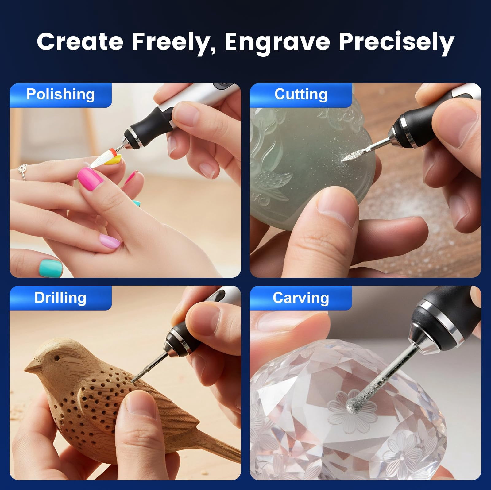 Portable Engraving Pen – Precision Tool with Adjustable Power for Wood, Metal, Glass, Plastic, and Stone (Includes Multiple Engraving Bits)
