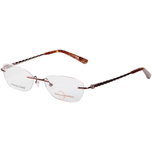 Women S Naturally Rimless Stainless Steel Eyeglass Frames Brown