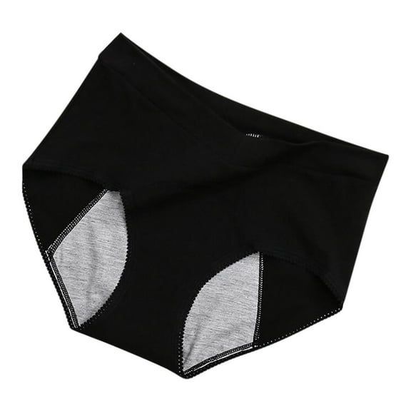Bigersell Period Underwear for Women Plus Size Postpartum Menstrual Panties Easy Clean Period Briefs Leakproof Cotton Panties Black L