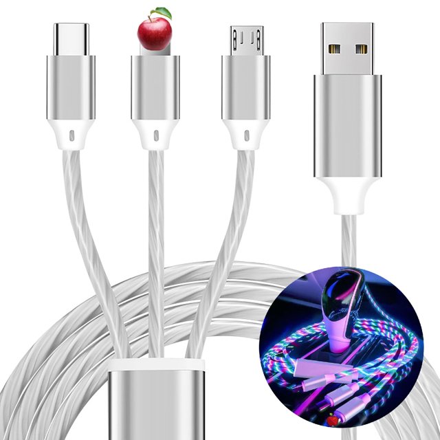 Cable de carga TISTIPPL 3 en 1 iluminado con LED para teléfonos inteligentes