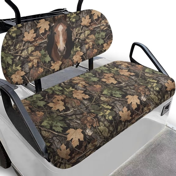 chaqlin Camo Hunting Horse Golf Cart Blanket Seat Covers Club Car Golf Cart Seat Covers Washable Breathable 2 PCS Golfcart Cushion Cover