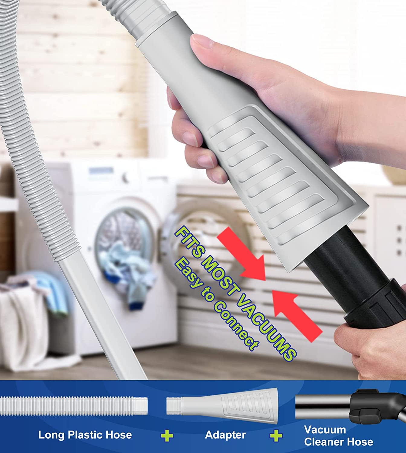WTYYC 2 Pieces Dryer Vent Cleaner Kit and Dryer Lint Brush Vacuum Hose Attachment Brush Lint Remover Power Washer and Dryer Vent Vacuum Hose (Off White)