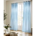 thumbnail image 5 of Light Blue Sheer Curtains 84 Inch Length 2 Panels Set for Living Room/Bedroom, Modern Abstract Art Ombre Striped Kitchen Curtains Grommet Semi-Sheer Curtains Drapes Voile Window Treatments 52"x84"x2, 5 of 7