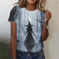 thumbnail image 2 of Pumpkin Witch Cute Graphic T-Shirt for Women Crew Neck Short Sleeve Loose Casual Tops Fall Tees Multicolor M, 2 of 7
