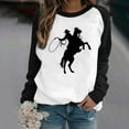 thumbnail image 2 of CEHVOM Mode Femmes Décontracté Imprimé Col Rond Manches Longues T-Shirt Ample Blouse Pull Tops Chandails en Molleton Sans Capuche Liquidation, 2 of 4