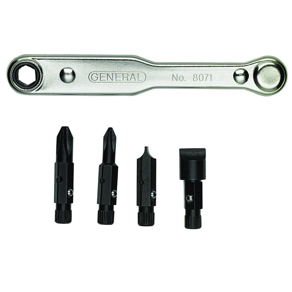 General Tools 8071 FivePiece Ratchet Offset Screwdriver Set with Pass