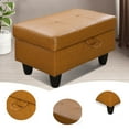 thumbnail image 5 of Faux Leather Storage Ottoman Bench, Storage Chest, Foot Rest Stool, Brown, 5 of 8