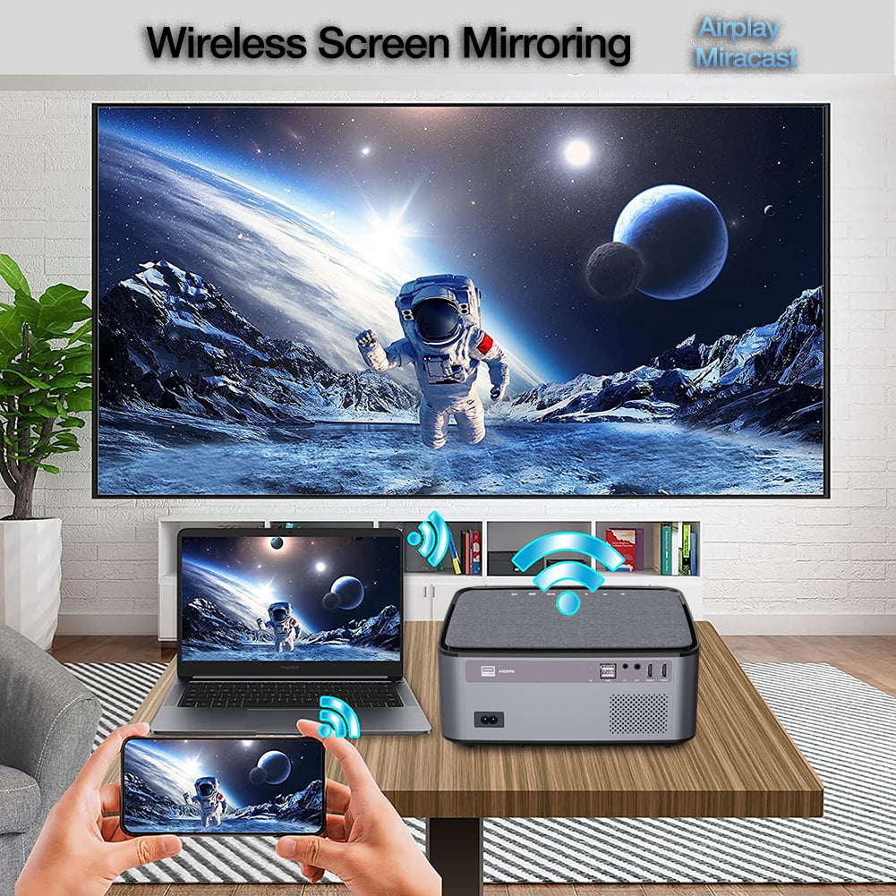FLZEN MX 1080p LCD Multimedia Projector with HDMI Cable, Gray