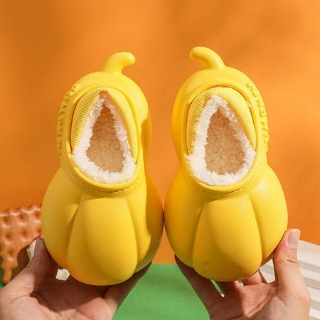 

CoCopeanut Child Home Slipper Winter Kawaii Indoor Plush Warm Baby Shose Slides Waterproof Cute Pumpkin Kids Slipper Family Children Shoes