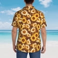 thumbnail image 4 of Disketp Vintage Wood Grain Sunflower B Hawaiian Shirts for Men,Mens Casual Short Sleeve Button Down Shirts Beach Shirt,Large, 4 of 7