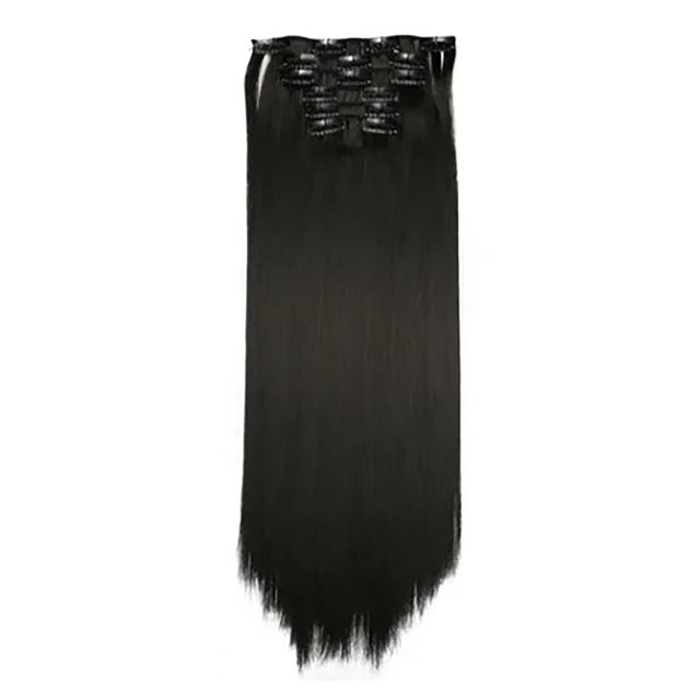 Extensión de Cabello sintético de moda con clip 24 pulgadas color negro