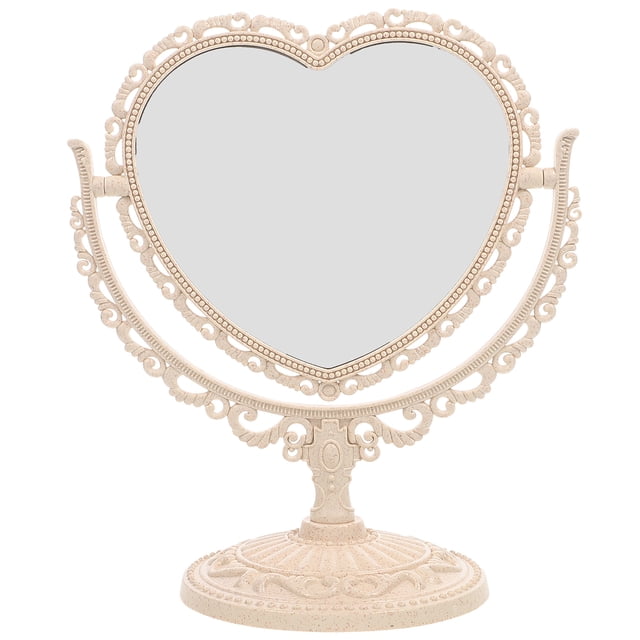 Shisuyan Tabletop Vanity Mirror Double-Sided Magnifying Makeup Mirror with 360 Degree Rotation (Heart Shape, Beige)