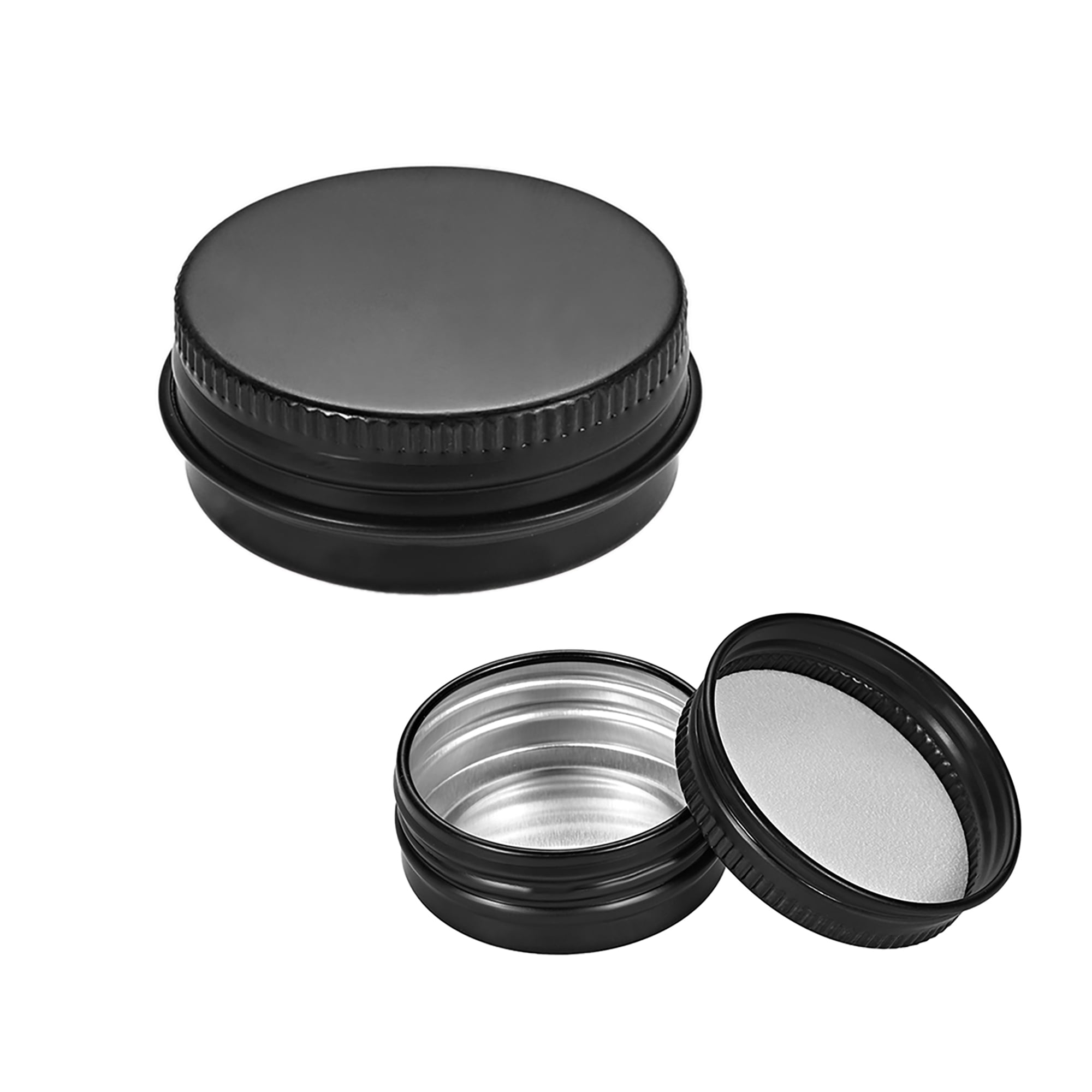 1/2oz Round Aluminum Cans Tin Can Screw Top Metal Lid Containers Black