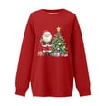 thumbnail image 6 of Feancey Crewneck Sweatshirt Women Christmas Tree Graphic Sweatshirts Oversized Long Sleeve Loose Pullover Tops Soft Fleece Sweatshirt Wine L, 6 of 6