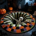 thumbnail image 1 of 3D Halloween Rug, Candy Corn Abyss Quilted Round Mat, Optical Illusion Decorative Floor Carpet, Monster Crawling Out Pattern, 3D Effect Rugs for Home Decoration, 1 of 6
