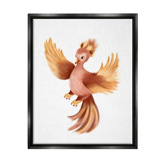 Stupell Industries Flying Phoenix Bird Mythology Fantasy Creature Illustration Painting Jet Black Floating Framed Canvas Print Wall Art, Design by Studio Q