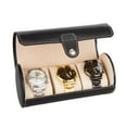 thumbnail image 1 of Vegan Leather Watch Case 3-Slot, Watch Roll Travel Storage Organizer, 1 of 7