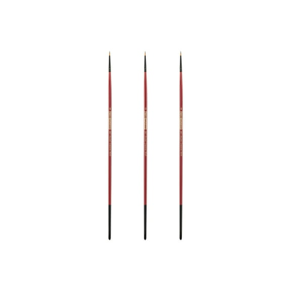 Creative Mark Ebony Splendor Long-Handled Synthetic Sable Paint Brush, Round # 0, Pack of 3, Teijin Multi-Filament Hair, Handcrafted Synthetic Paint Brushes for Acrylic, Watercolor Painting and More