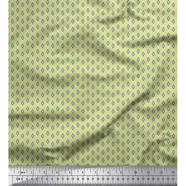 Soimoi Silk Fabric Heart & Diamond Shirting Fabric Prints by Yard 42 Inch Wide