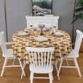 thumbnail image 2 of Beige Buffalo Pattern Round Tablecloth 60"x60",Wrinkle Wipeable Table Cloth for Kitchen Dining Room Picnic Patio Party, 2 of 6