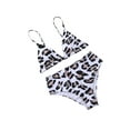 thumbnail image 5 of Rdhnmea Women 2 Piece Bikini Set Leopard Print Swimsuit Crocodile Stone Pattern Swimwear Deep V Neck Bathing Suit High Waist Bikinis Bathing Suit, 5 of 9