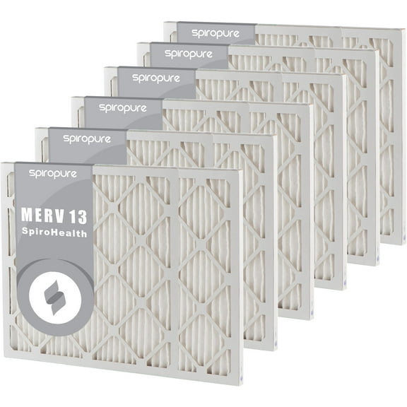 SpiroPure 27.5x33.5x1 MERV 13 Pleated Filter Air Filters - Made in USA (6 Pack)