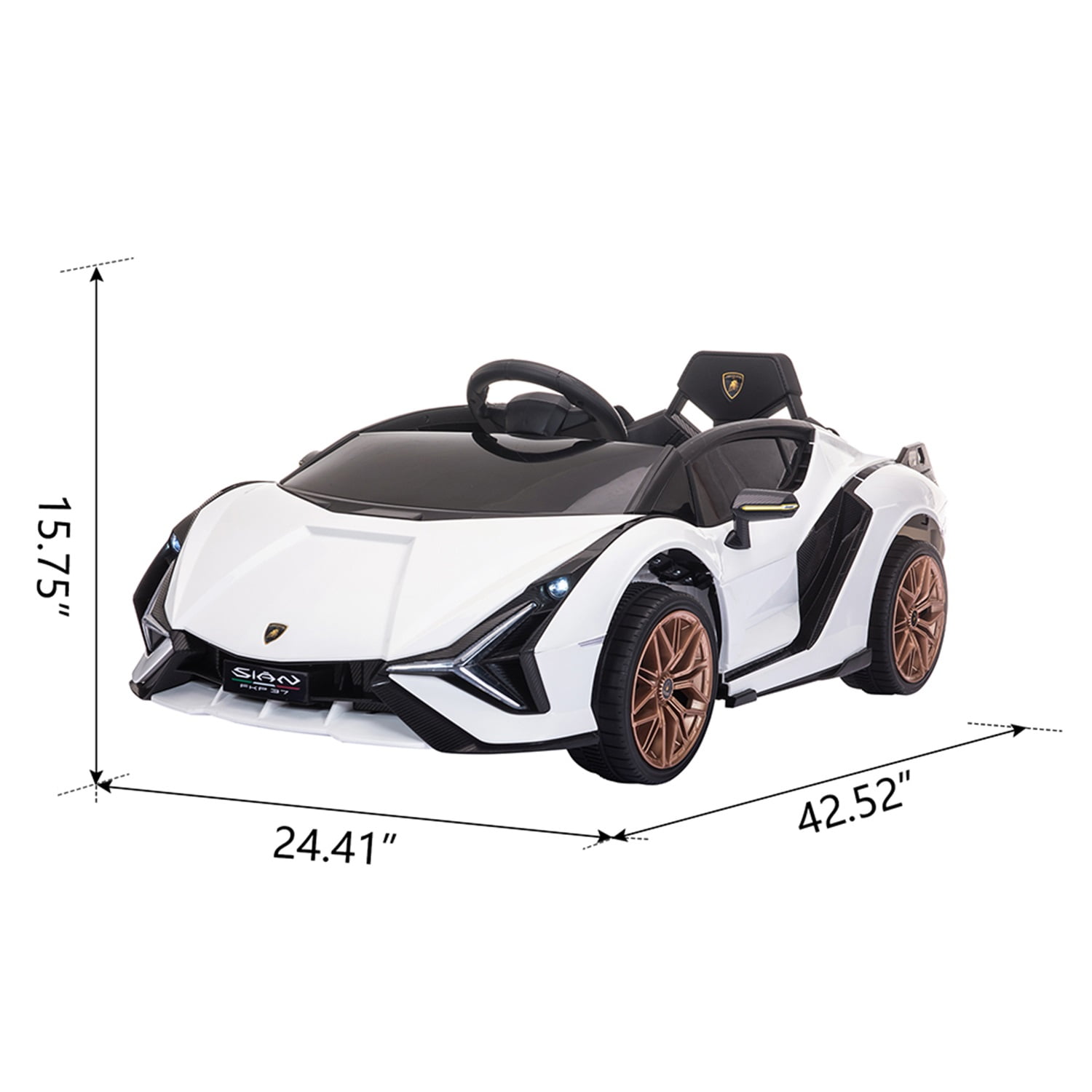 CIPACHO Kids Electric Ride On 12V Licensed Lamborghini SIAN Battery Powered Sports Car Toy with 2 Speeds, Parent Control, Sound System, White
