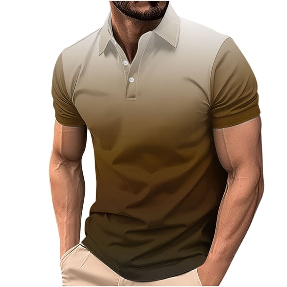KeShDi Shirts for Men Gradient Printed Casual Short Sleeved Lapel Top/shirt Multicolor 3X