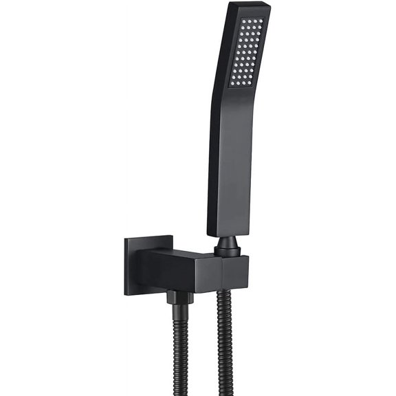High Pressure Square Handheld Shower Head Set with Adjustable Supply Elbow Wall Connector Holder Shower Hose,Hand Held Shower Spray Head Combo for Shower System,Matte Black