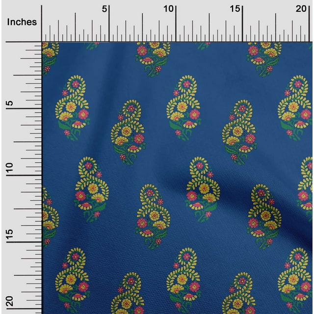 oneOone Georgette Viscose Fabric Leaves|Swirl & Floral Block Decor Fabric Printed BTY 42 Inch Wide