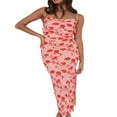 thumbnail image 2 of EIMELI Women Cowl Neck Spaghetti Strap Midi Dress Side Split Sleeveless Backless Ruched Formal Bodycon Long Dresses, 2 of 6