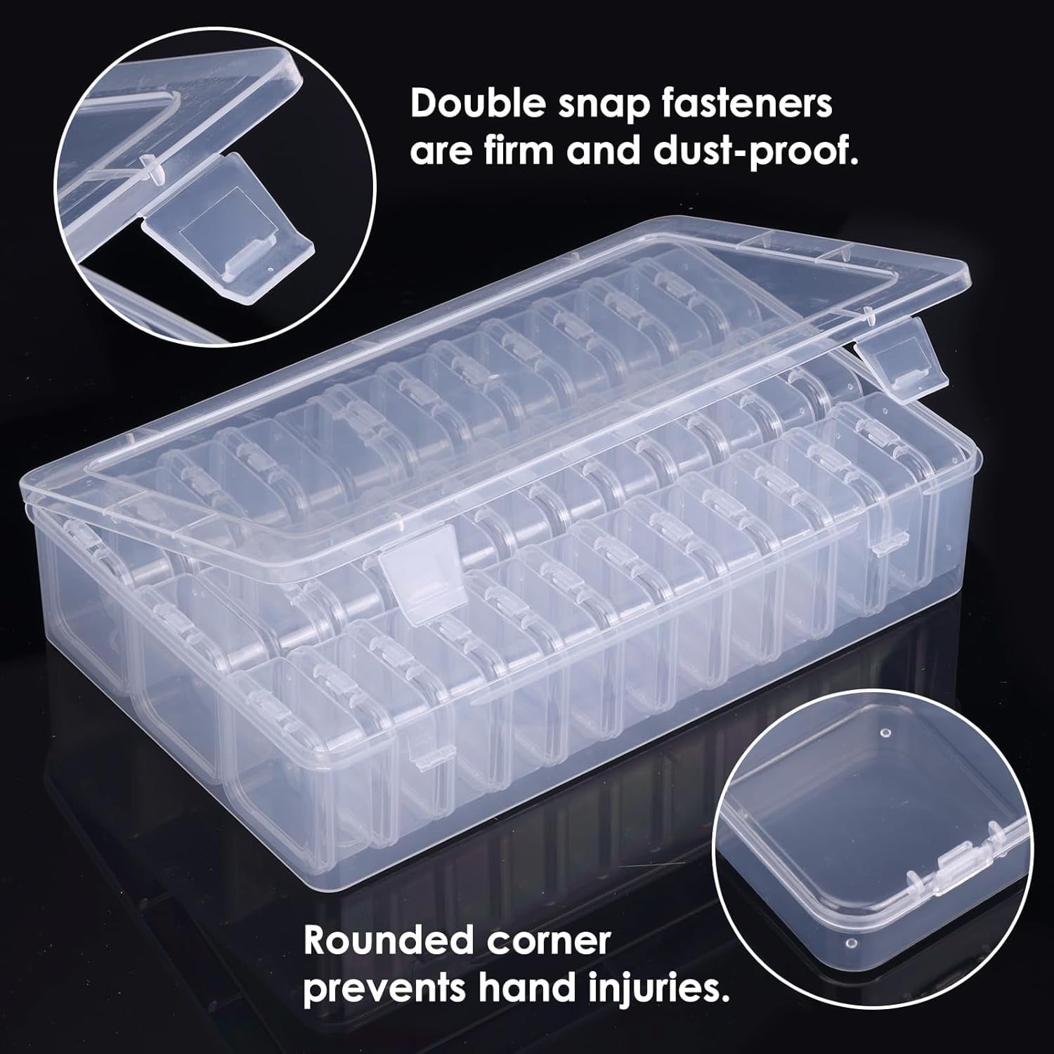 Bead Organizer Box, 108Pcs Small Clear Plastic Bead Storage, Mini Craft Storage Containers Boxes with Hinged Lid and Labels for Bracelets, Making DIY Jewelry Craft Nail, Screws, Seeds