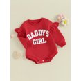 thumbnail image 3 of Gupgi Baby Girl Sweatshirt Romper Infant Ruffle Long Sleeve Crew Neck Letter Embroidery Jumpsuit, 3 of 9
