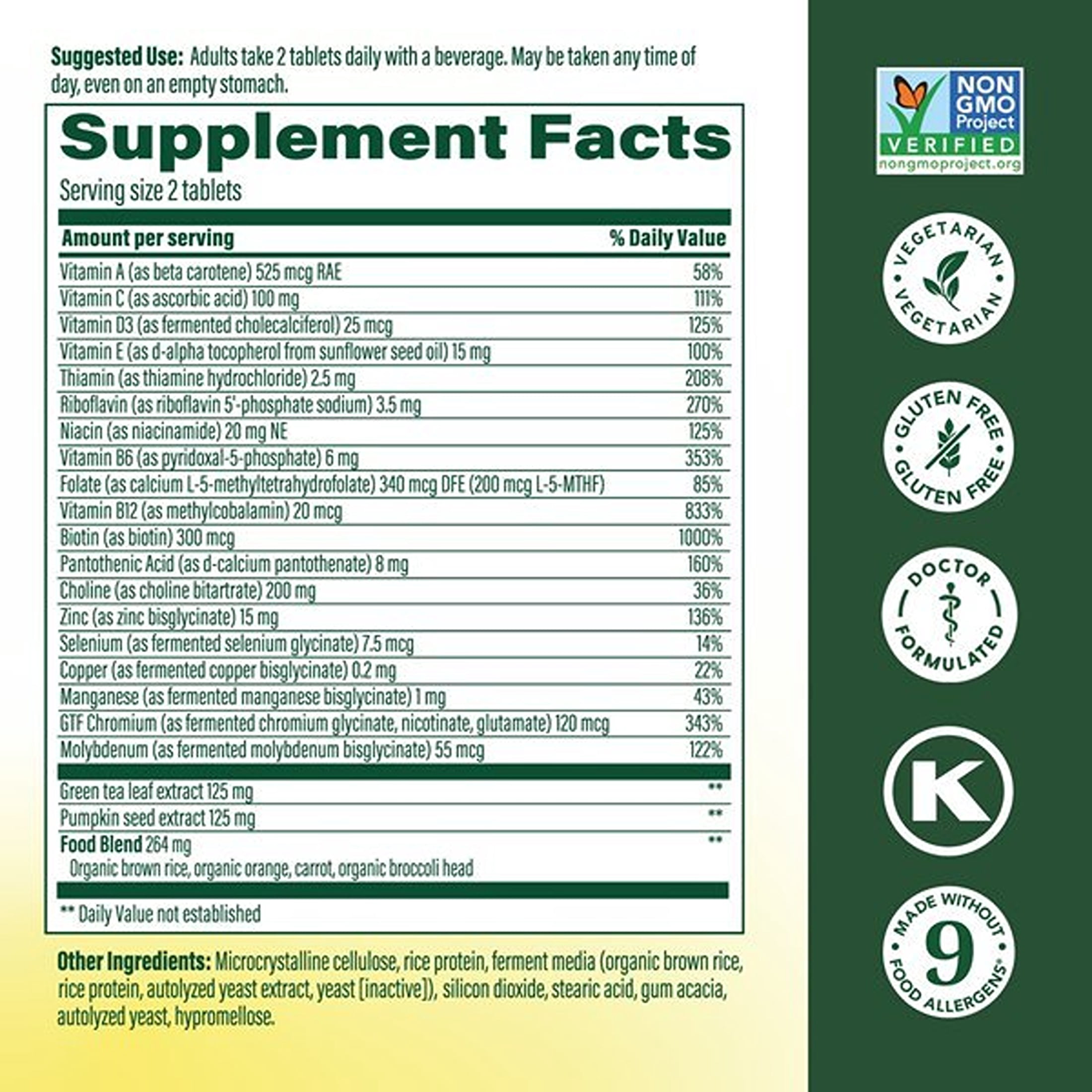 MegaFood Men's 55+ Multivitamin - Choline, Vitamins D3 & B12 - Brain Health - 60 Servings