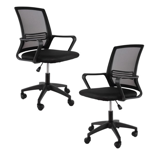 Set 2 Sillas De Escritorio Ergonomica Para Oficina Giratoria negro