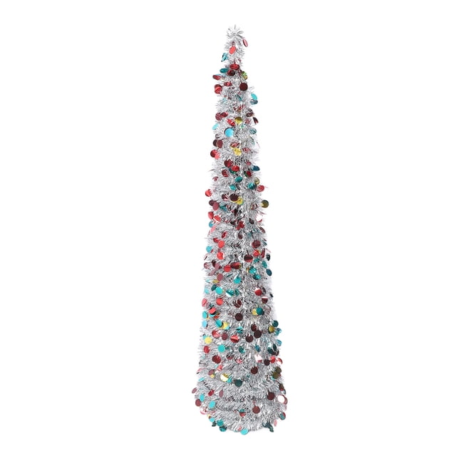 Árbol de Navidad emergente de 4.9 Pasteles, Árbol de NaviDad de Lentejuelas artificiales telescópico Plegable de masa