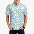 thumbnail image 2 of Balery Daisies Flowers Printed Men’s Short Sleeve Polo Shirt, Midweight Men's Shirt,Golf Polo shirts -Large, 2 of 8