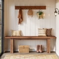 thumbnail image 6 of Finmind 55-inch Solid Wood Entryway Bench, Farmhouse Long Shoe Bench for Entryway, Hallway, Rustic Brown, 6 of 7