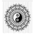 thumbnail image 3 of Ambesonne Japanese Shower Curtain, Mandala Vintage Boho, 69"Wx84"L, Black White, 3 of 5