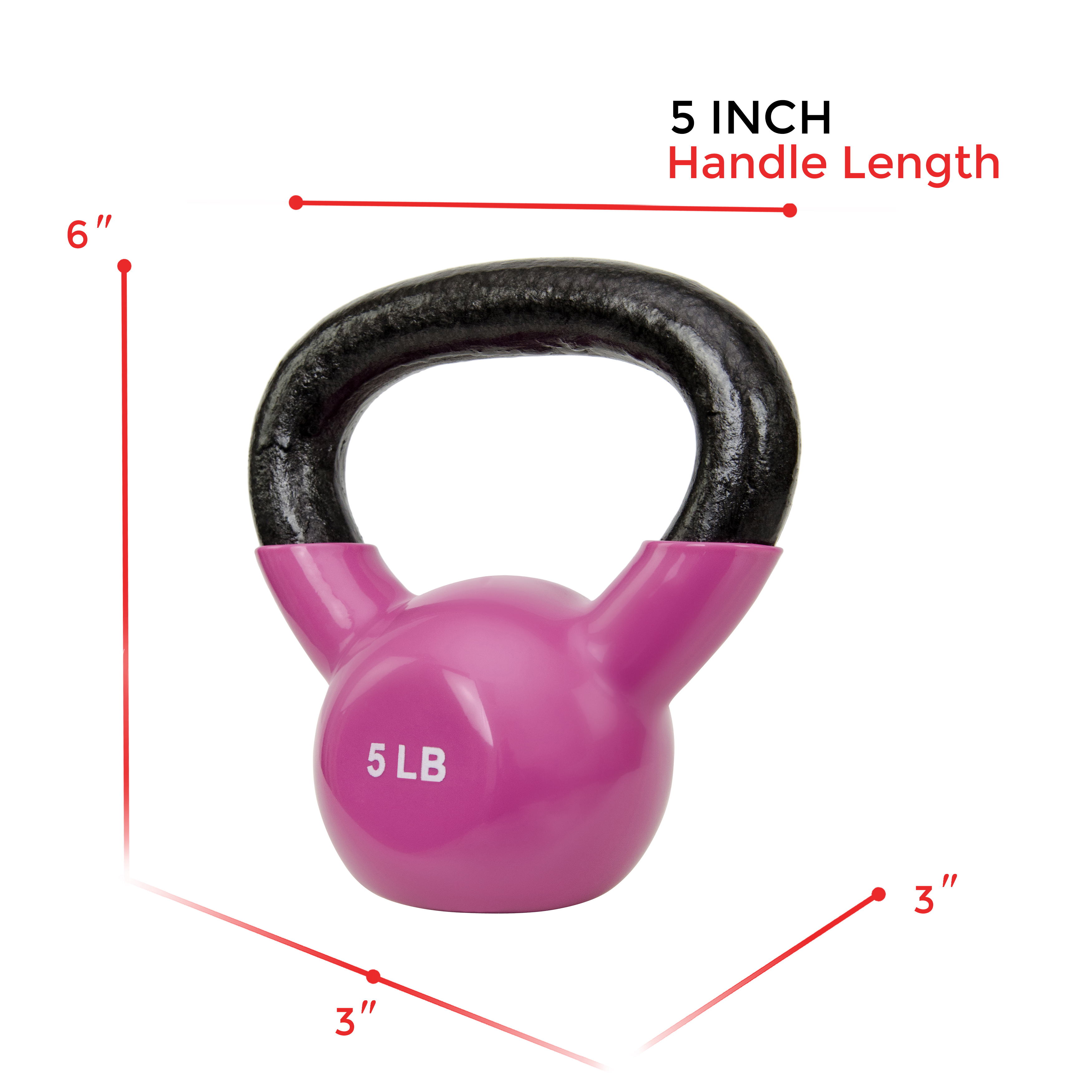 Sunny Health & Fitness 5lb Vinyl Kettlebell Pink photo 4