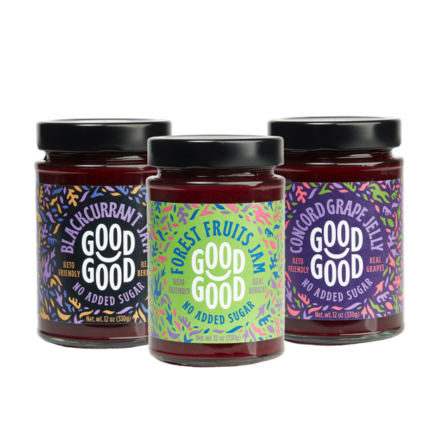 Blackcurrant, Forest Fruits, and Concord Grape Jam 12 oz 3 pack