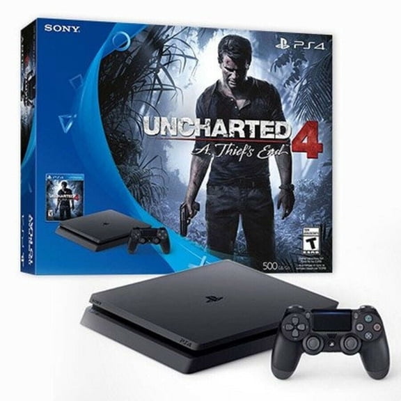 Pre-Owned Restored PlayStation 4 Sony Slim 500GB Console - Uncharted 4 - Black 3001504