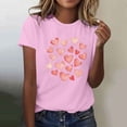 thumbnail image 2 of Camiseta de Manga Corta de Cuello Redondo con Patrones de Corazón de Moda de las Mujeres para Diario, Fiesta, Primavera Y Verano, 2 of 5