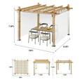 thumbnail image 5 of Riedhoff 10x10 ft Retractable Outdoor Patio Wood-Grain Aluminum Pergola with Canopy,Side Mesh,White, 5 of 7